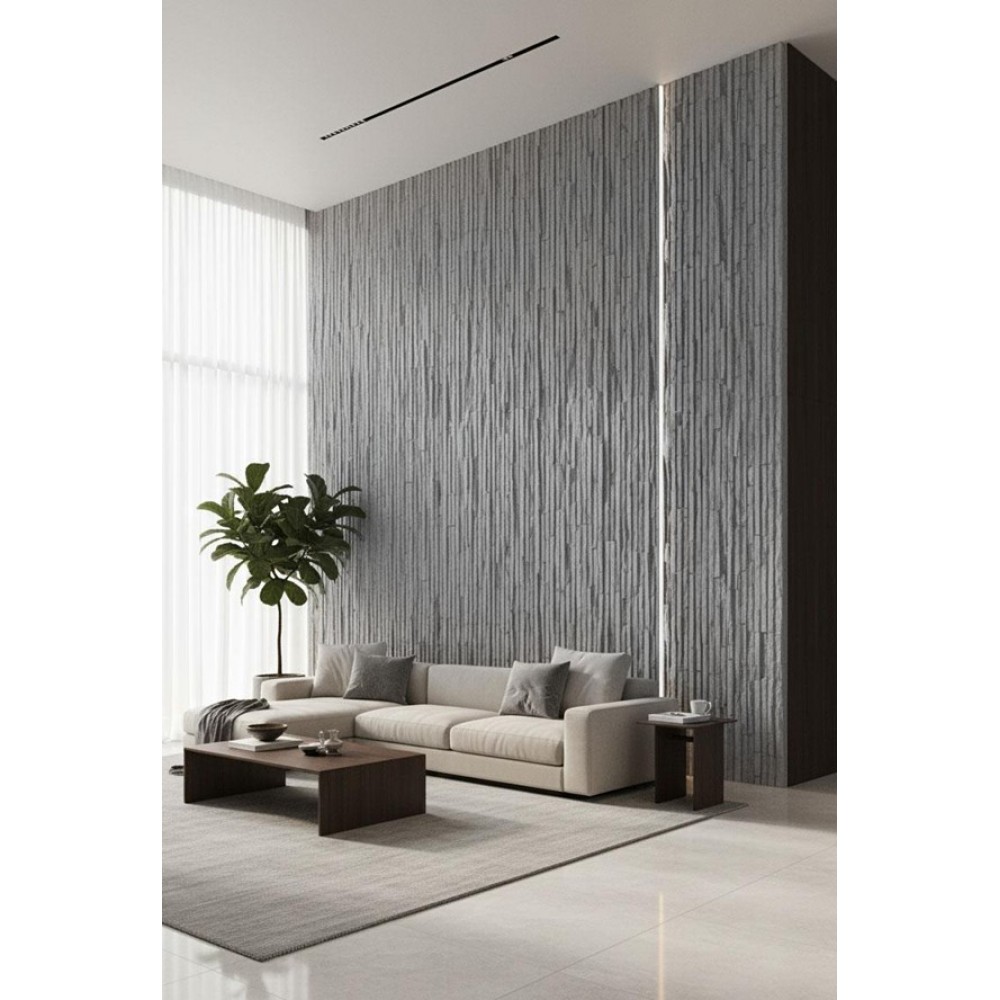 PANEL 111040 (ΚΙΒ 10ΤΜΧ) ΕΥΚΑΜΠΤΗΣ ΠΕΤΡΑΣ 600/1200mm MURETTO STONE LIGHT GREY NewPlan