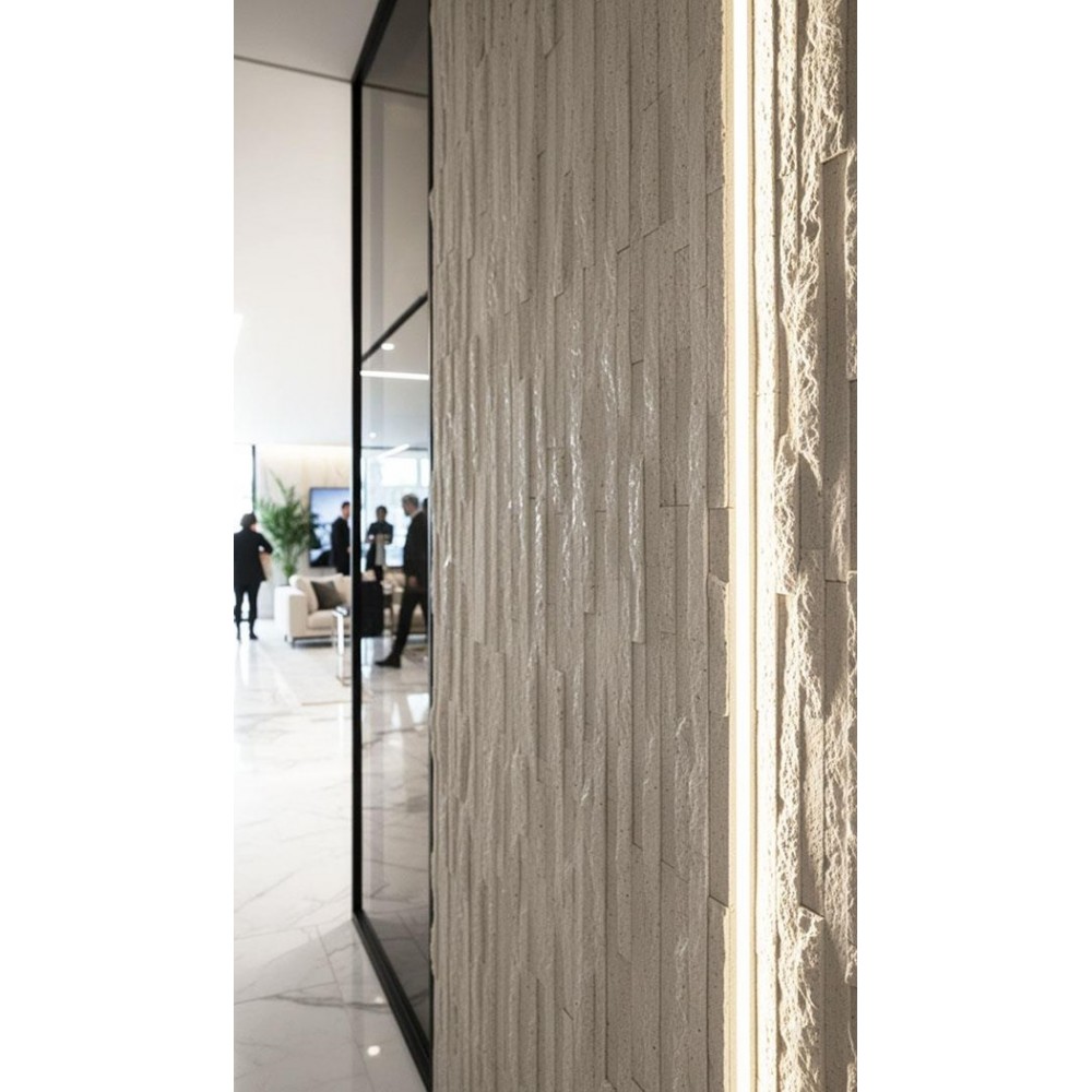 PANEL 111020 (ΚΙΒ 10ΤΜΧ) ΕΥΚΑΜΠΤΗΣ ΠΕΤΡΑΣ 600/1200mm MURETTO STONE BEIGE WHITE NewPlan