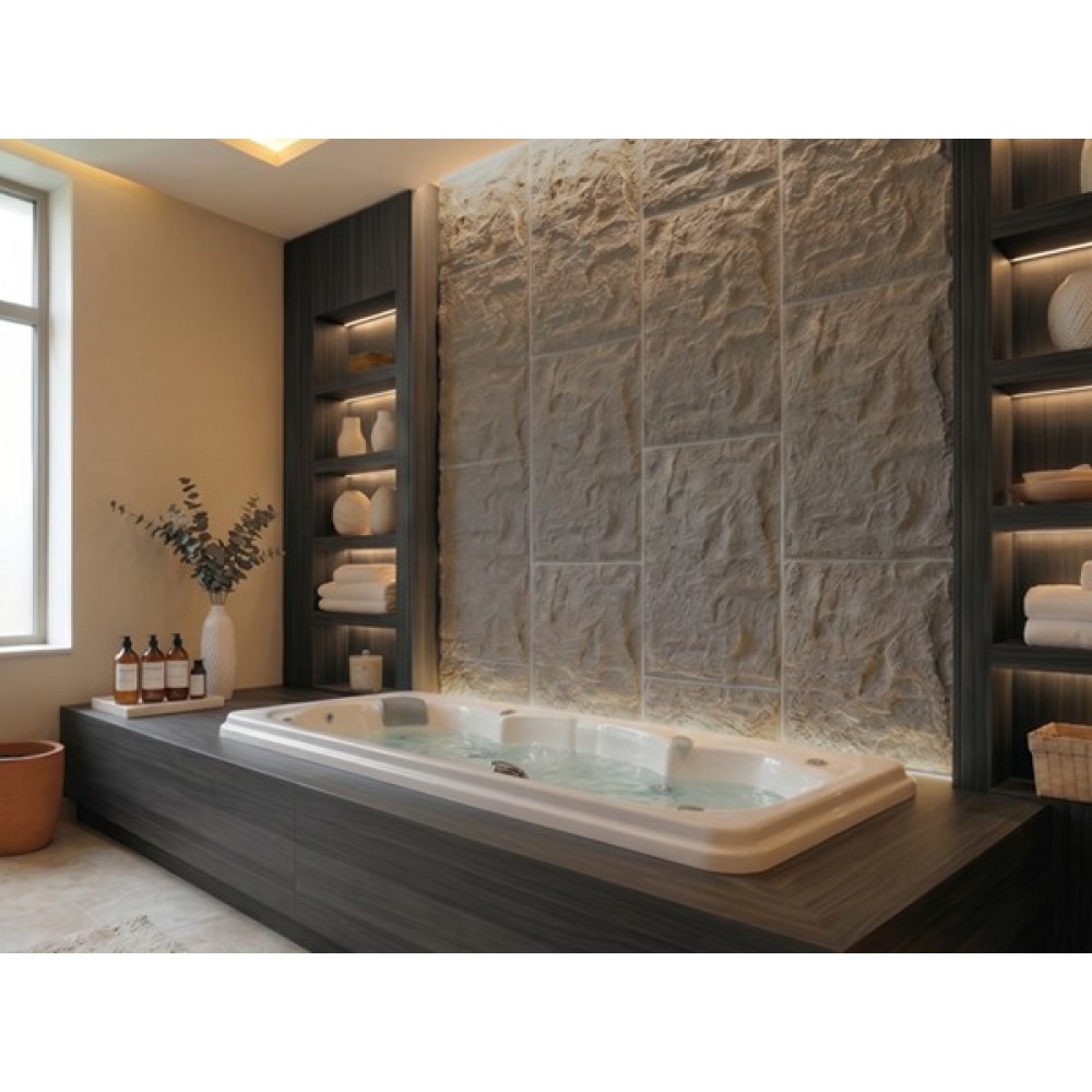 PANEL PU ΤΕΧΝΗΤΗΣ ΠΕΤΡΑΣ 305040 STONE SKIN 600/1200mm LIGHT GREY NewPlan