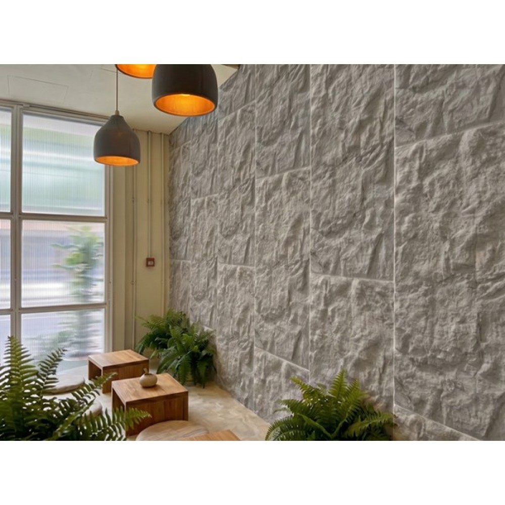 PANEL PU ΤΕΧΝΗΤΗΣ ΠΕΤΡΑΣ 334040 ROCK STONE 600/1200mm LIGHT GREY NewPlan