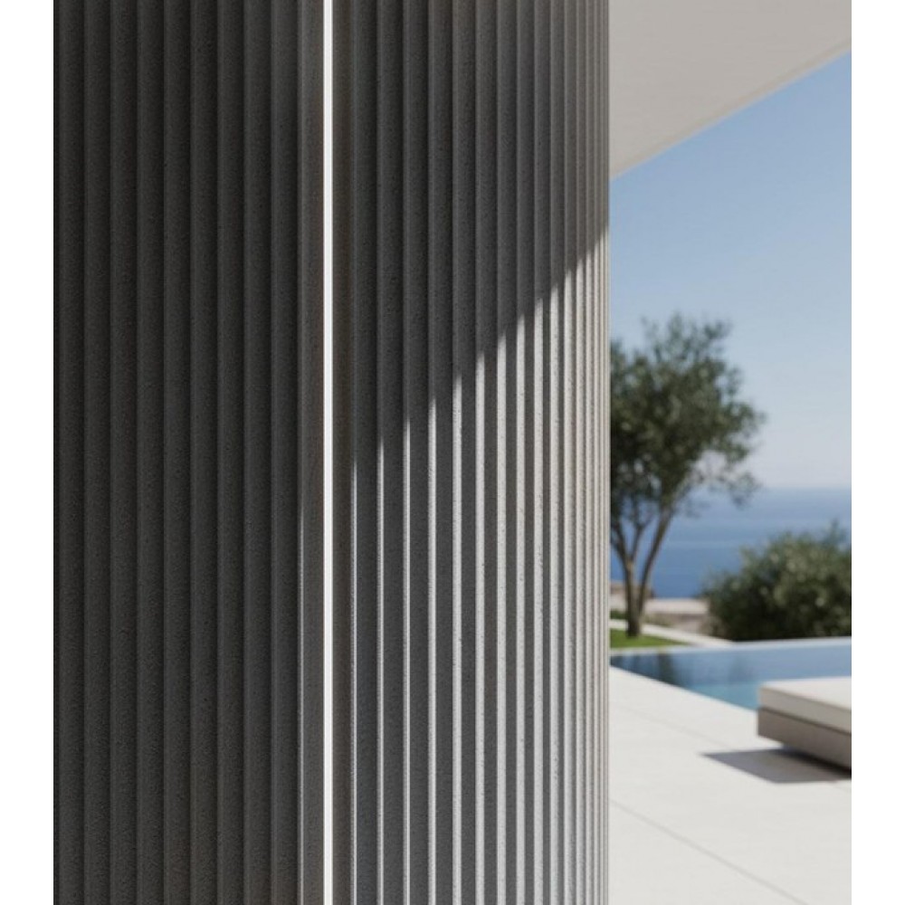 PANEL 113050 (ΚΙΒ   8ΤΜΧ) ΕΥΚΑΜΠΤΗΣ ΠΕΤΡΑΣ 600/1200mm RIPPLE BOARD MEDIUM GREY NewPlan