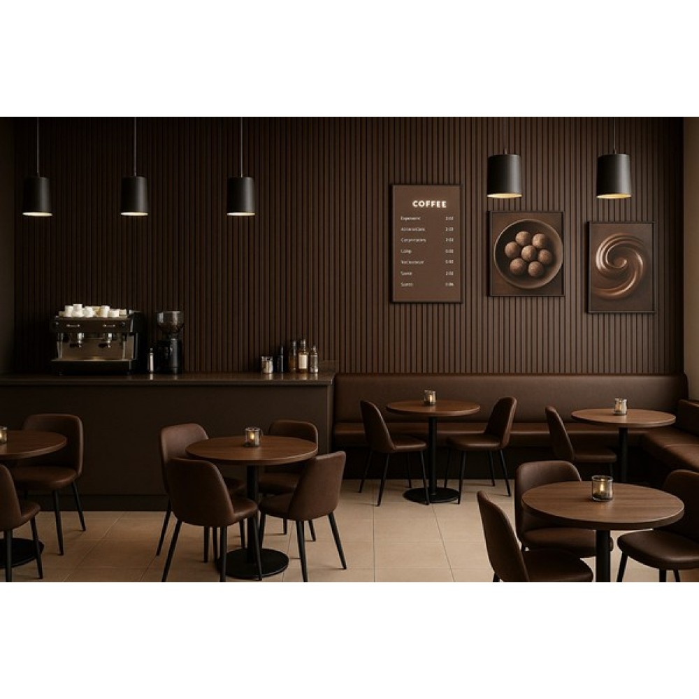 PS PANEL  ΜΕ 3D ΠΗΧΑΚΙΑ 08 RESIDENCE 21/122 mm DARK BROWN OAK NewPlan