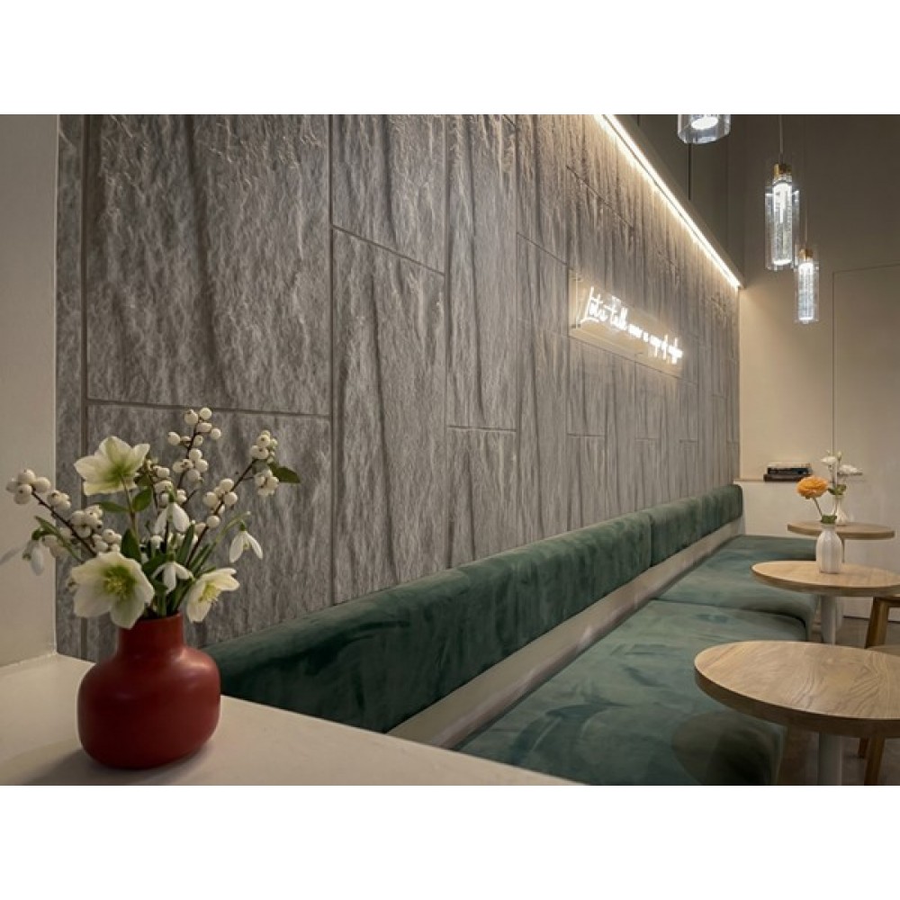 PANEL PU ΤΕΧΝΗΤΗΣ ΠΕΤΡΑΣ 301040 STONE SKIN 600/1200mm LIGHT GREY NewPlan