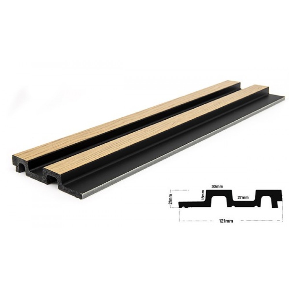 PS PANEL  ΜΕ 3D ΠΗΧΑΚΙΑ F4 RESIDENCE 21/122 mm  NAT.OAK/BLACK NewPlan