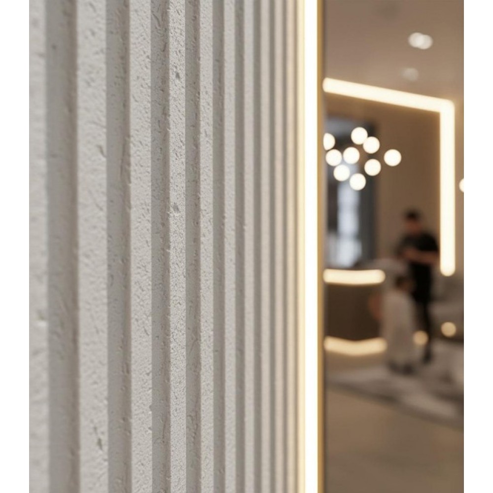 PANEL 113020 (ΚΙΒ   8ΤΜΧ) ΕΥΚΑΜΠΤΗΣ ΠΕΤΡΑΣ 600/1200mm RIPPLE BOARD BEIGE WHITE NewPlan