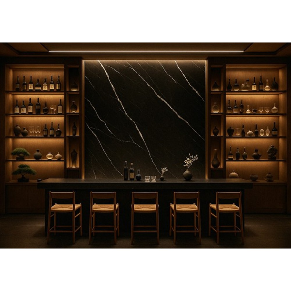 PVC MEGA PANEL 2.8/1220/2800mm CARRARA BLACK 204 NewPlan