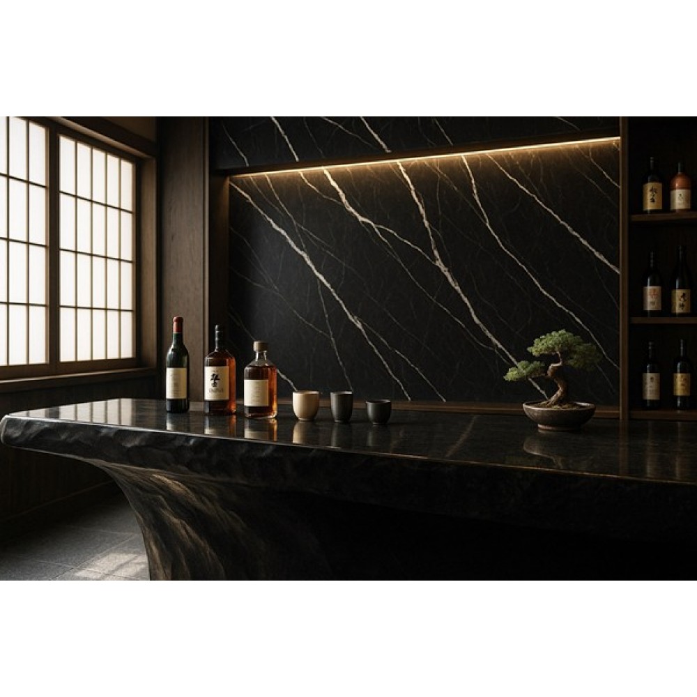 PVC MEGA PANEL 2.8/1220/2800mm CARRARA BLACK 204 NewPlan