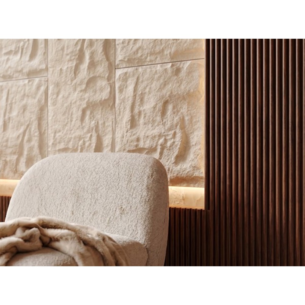 PANEL PU ΤΕΧΝΗΤΗΣ ΠΕΤΡΑΣ 305020 STONE SKIN 600/1200mm BEIGE WHITE NewPlan